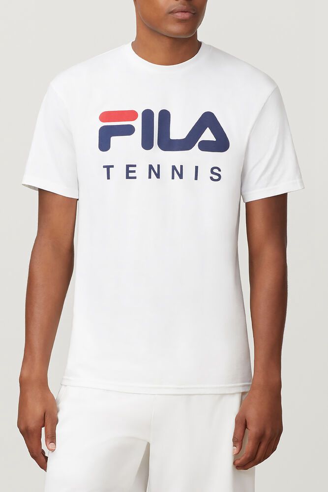 Fila T-Shirt Mens White - Tennis - Philippines 4285197-AB